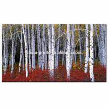 Impresión de la lona del bosque de la lavanda / imagen de la pared del árbol de abedul / pintura de la lona del paisaje de Dropship